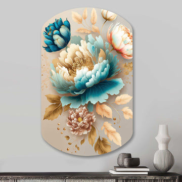 Multi-Color Blooming Flowers I - Asymmetric Metal Wall Art